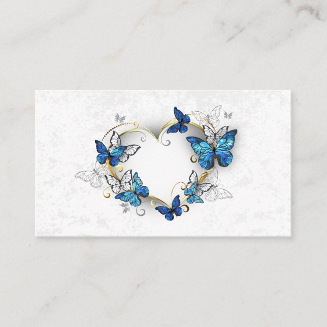 Carte De Visite Coeur bijoux avec papillons Morpho (Devant)