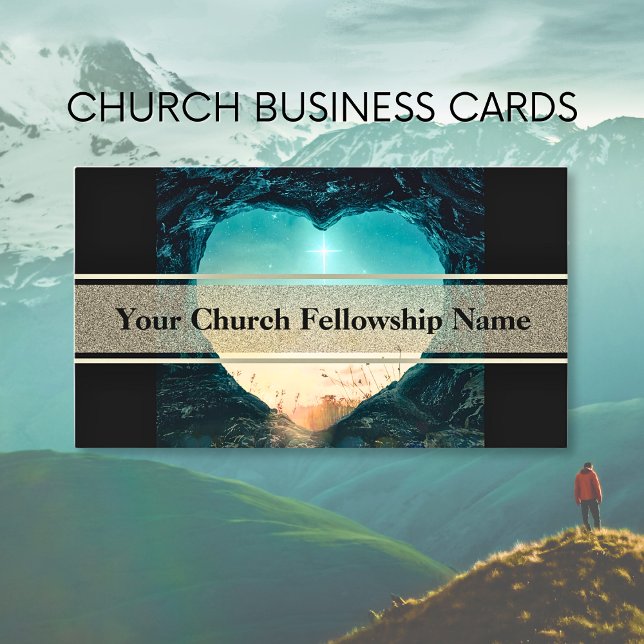 Carte De Visite Coeur Cave Cross Sunrise Church Pastor (Créateur téléchargé)