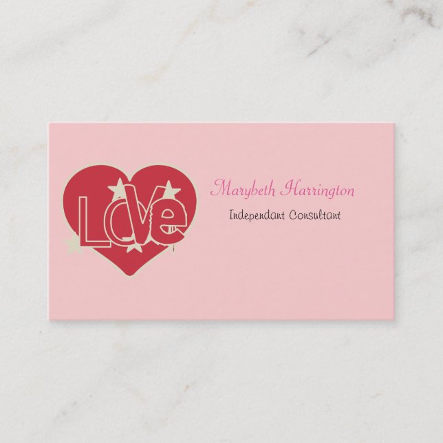 Carte De Visite Coeur d'amour et étoiles (Devant)