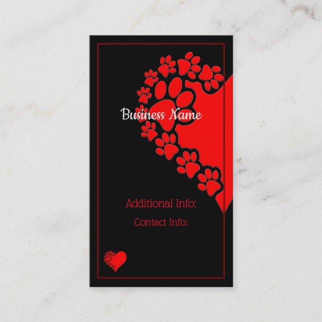 Carte De Visite Coeur d'amour pour animal vertical (Devant)