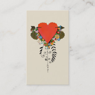 Carte De Visite coeur de 30s Valentine en rouge