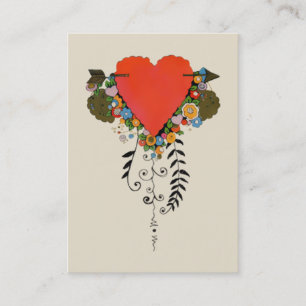 Carte De Visite coeur de 30s Valentine en rouge
