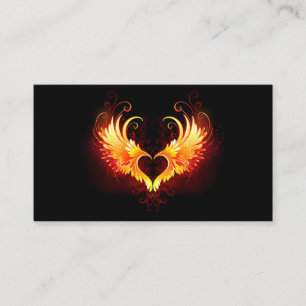 Carte De Visite Coeur de feu ange avec ailes