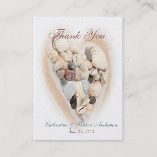 Carte De Visite Coeur de Merci de photo de mariage de plage de