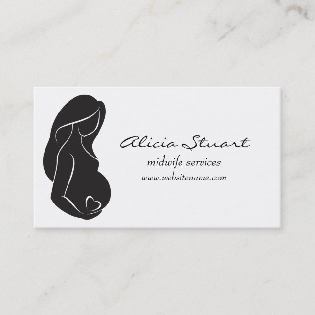 Carte De Visite Coeur de ventre de femme enceinte de silhouette (Devant)