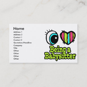 Carte De Visite Coeur des yeux brillants J'aime Être une baby-sitt