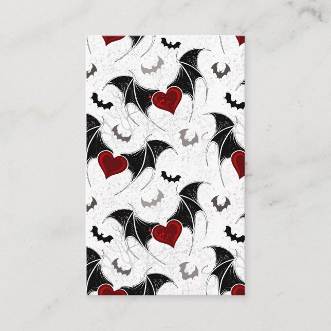 Carte De Visite Coeur d'Halloween avec ailes de chauve-souris noir (Devant)