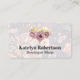 Carte De Visite Coeur d'or et fleurs