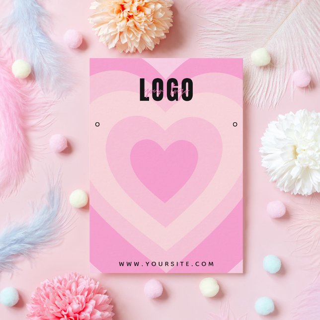 Carte De Visite Coeur en couche rose Boucles d'oreilles (Créateur téléchargé)