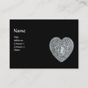 CARTE DE VISITE CŒUR EN DENTELLE MONOGRAMME DE CUPIDON