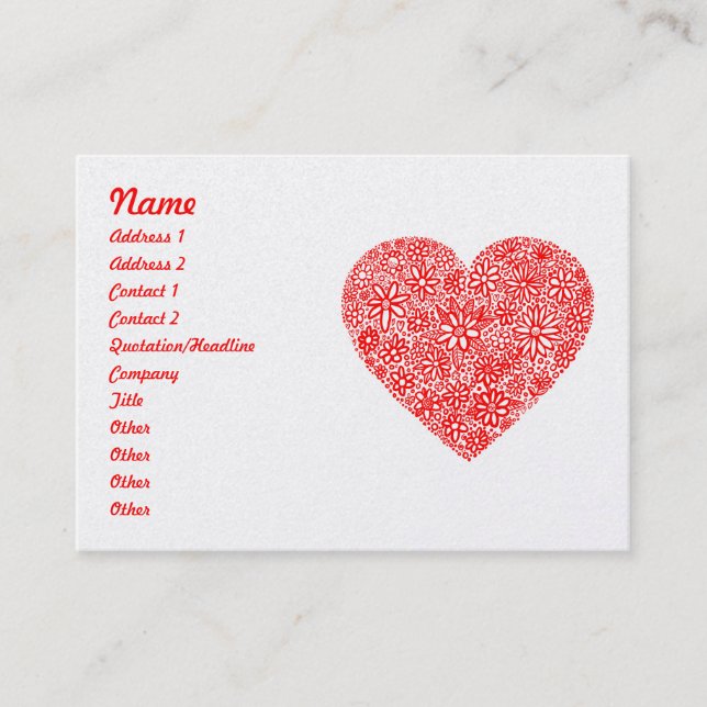 Carte De Visite Coeur encombré - Or (Devant)