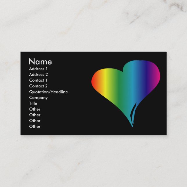 Carte De Visite Coeur gay pride (Devant)