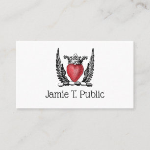 Carte De Visite Coeur héraldique avec ailes Armoiries Crest