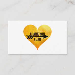 Carte De Visite Coeur or / Flèche / Merci