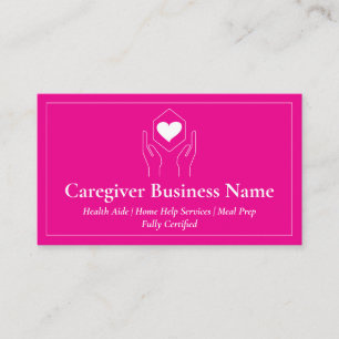 Carte De Visite Coeur rose blanc main minimaliste