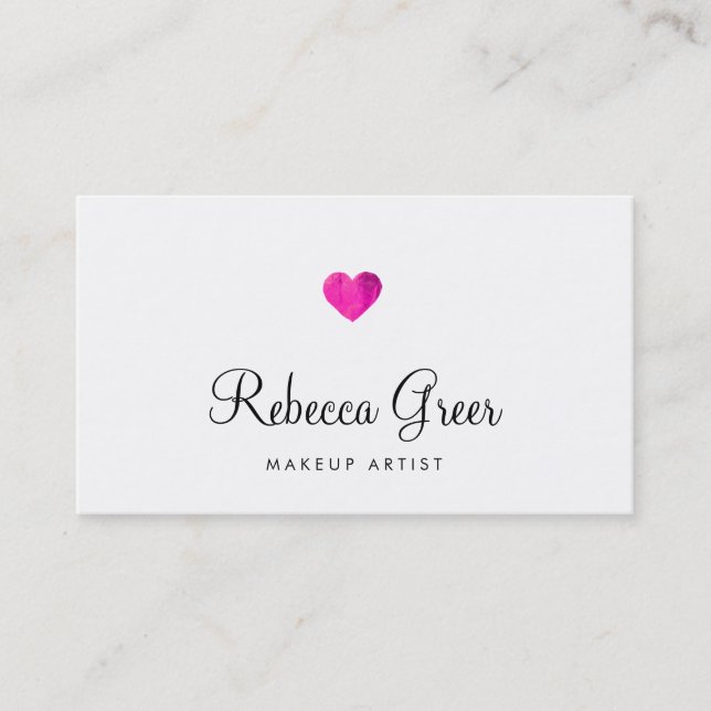 Carte De Visite Coeur rose mignonne Conseillère en beauté moderne (Devant)