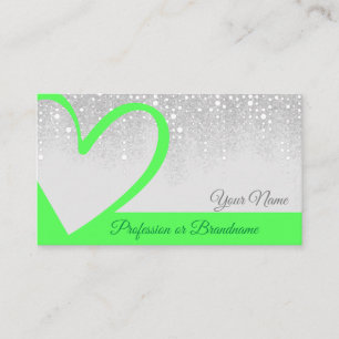Carte De Visite Coeur vert vif Chic Drives Élégante Calligraphie
