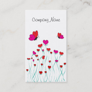 Carte De Visite Coeurs et papillons Valentine Love