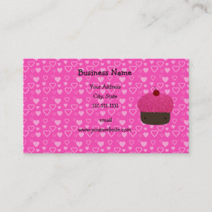Carte De Visite Coeurs roses de rose de petit gâteau de parties
