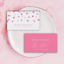 Carte De Visite Coeurs roses éparpillés Confetti médias sociaux