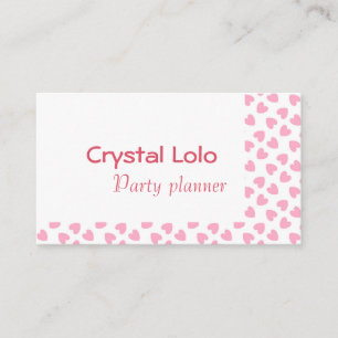 Carte De Visite Coeurs roses sur motif blanc