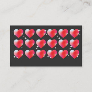 Carte De Visite Coeurs rouges en rang, belle histoire de coeur rom