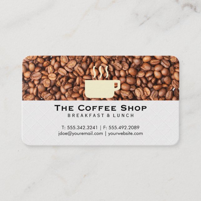 Carte De Visite Coffee Bean Pile | Coffee Cup Logo (Devant)