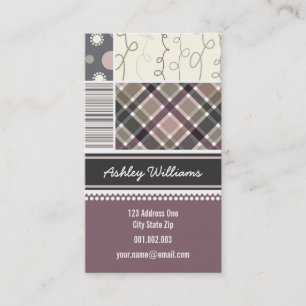 Carte De Visite Coffee Checks Stripes Scribbles Dots Combo Motif
