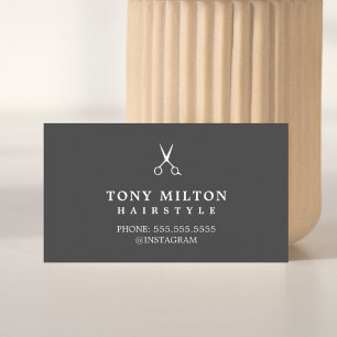 Carte De Visite Coiffeur à cheveux blanc gris minimaliste