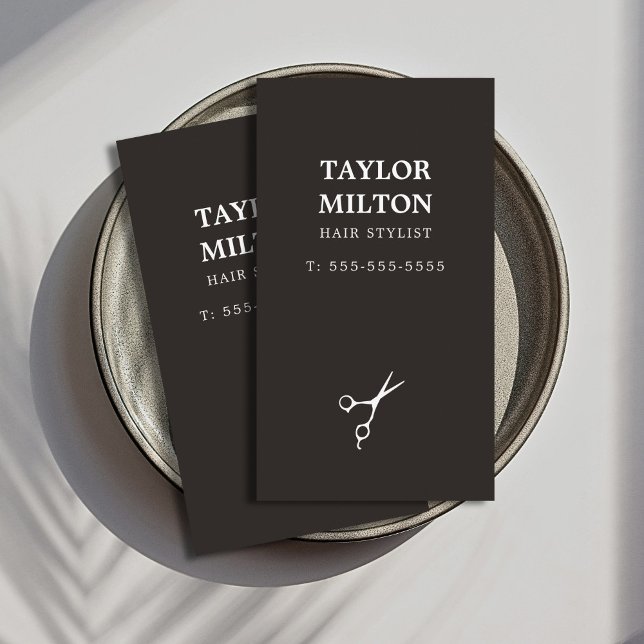 Carte De Visite Coiffeur à ciseaux noir et blanc simple et élégant (Créateur téléchargé)
