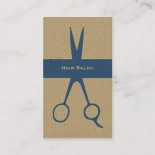 Carte De Visite Coiffeur bleu beige élégant simple de ciseaux