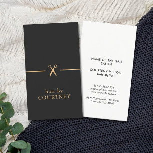 Carte De Visite Coiffeur chic élégant moderne de noir d'or de Faux