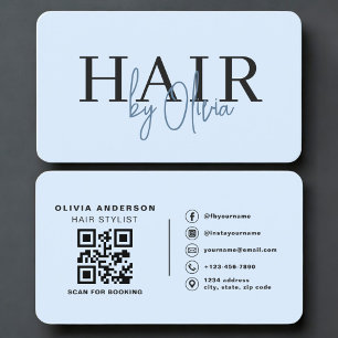 Carte De Visite Coiffeur Code QR Bleu Professionnel