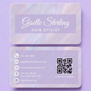 Carte De Visite Coiffeur Code QR iridescent Professionnel