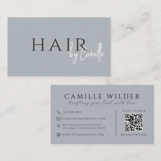 Carte De Visite Coiffeur Code QR Neutre (Devant / Derrière)