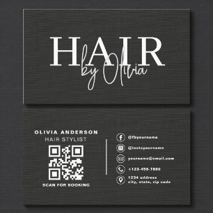 Carte de visite coiffeur Code QR Typographie toile