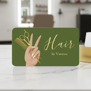 Carte De Visite Coiffeur de Luxe Coiffeur Moderne Vert mousse