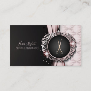 Carte De Visite Coiffeur de Luxe Rose Gold Rose & Noir