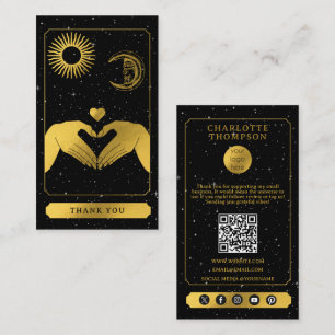 Carte De Visite Coiffeur de Tarot céleste Merci d'or noir