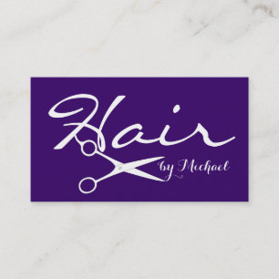 Carte De Visite Coiffeur Élégant Fond Violet Profond