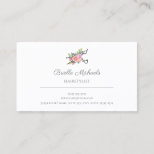 Carte De Visite Coiffeur élégant simple de ciseaux de rose de rose