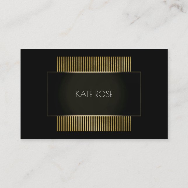 Carte De Visite Coiffeur en or noir conceptuel minimal (Devant)