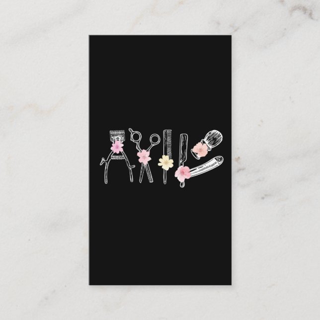 Carte De Visite Coiffeur floral coiffeur coiffeur Barbier Outils F (Devant)