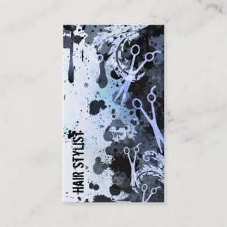 Carte De Visite coiffeur grunge de bleu d'éclaboussure de peinture