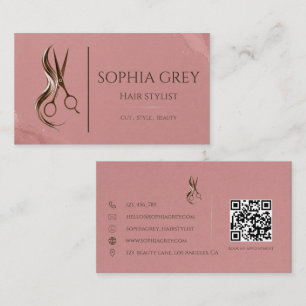 Carte De Visite Coiffeur Luxe Rose Et Brun