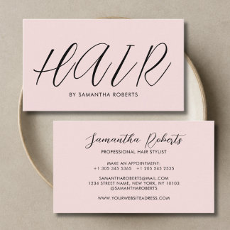 Carte De Visite Coiffeur moderne chic écriture rose blush