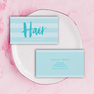 Carte De Visite Coiffeur moderne de manuscrit de brosse de rayures