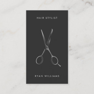 Carte De Visite Coiffeur moderne noir styliste salon scissor minim