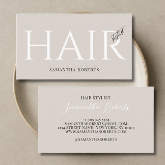 Carte De Visite Coiffeur moderne typographie élégante beige