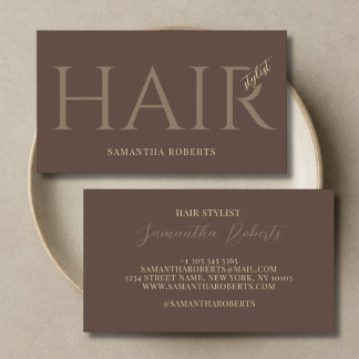 Carte De Visite Coiffeur moderne typographie élégante marron